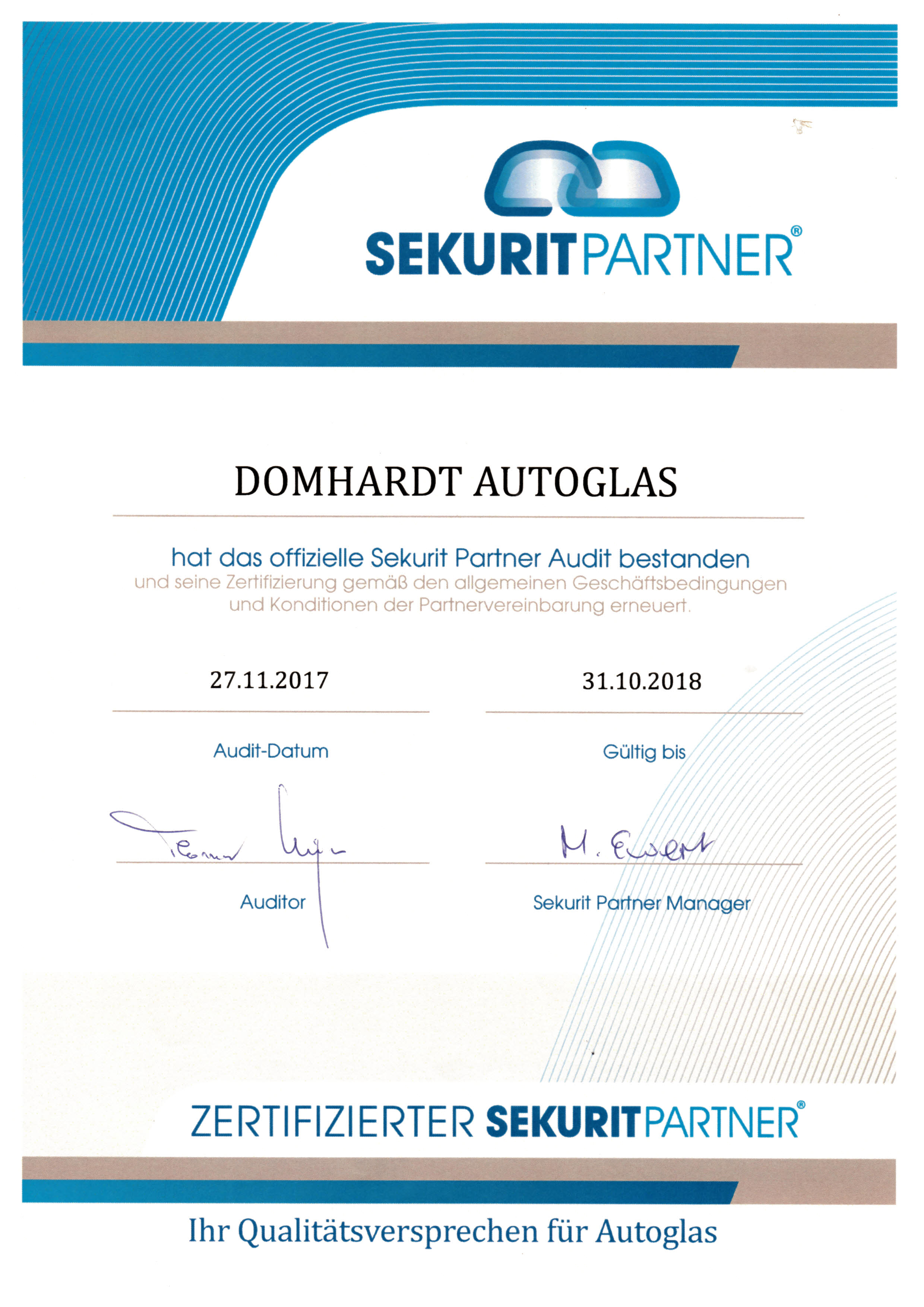 Zertifikat Sekurit Partner Audit